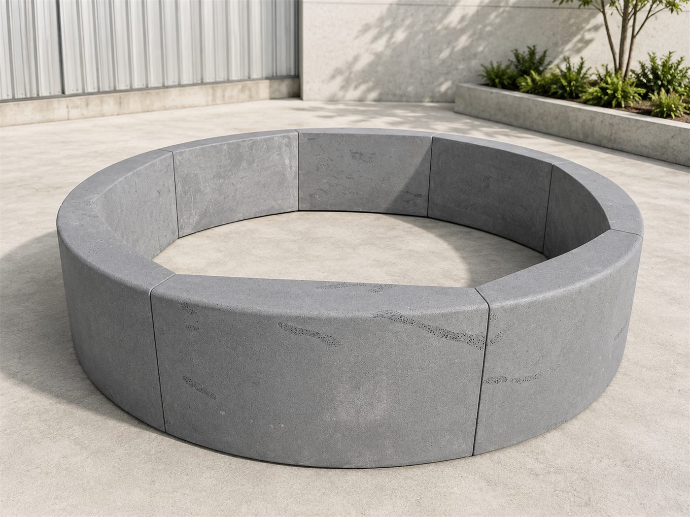 Circular outdoor stone bench
